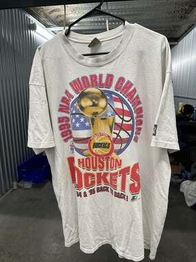Vintage 1995 Houston Rockets Back To Back NBA World Champions Starter T-Shirt